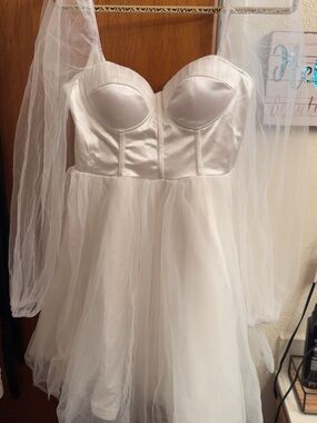 White Satin & Tulle Bustier Nightdress
